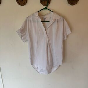 Magaschoni White collared short sleeve pullover Top size large